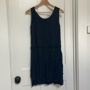 BODIL size 1 navy blue embroidered dress with tie back